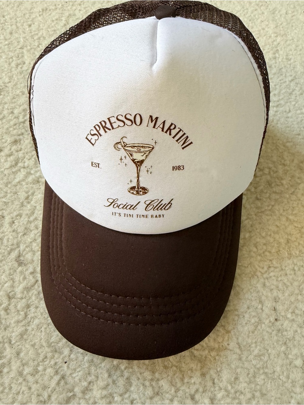 Espresso Martini Social Club Trucker Hat - Brown & White